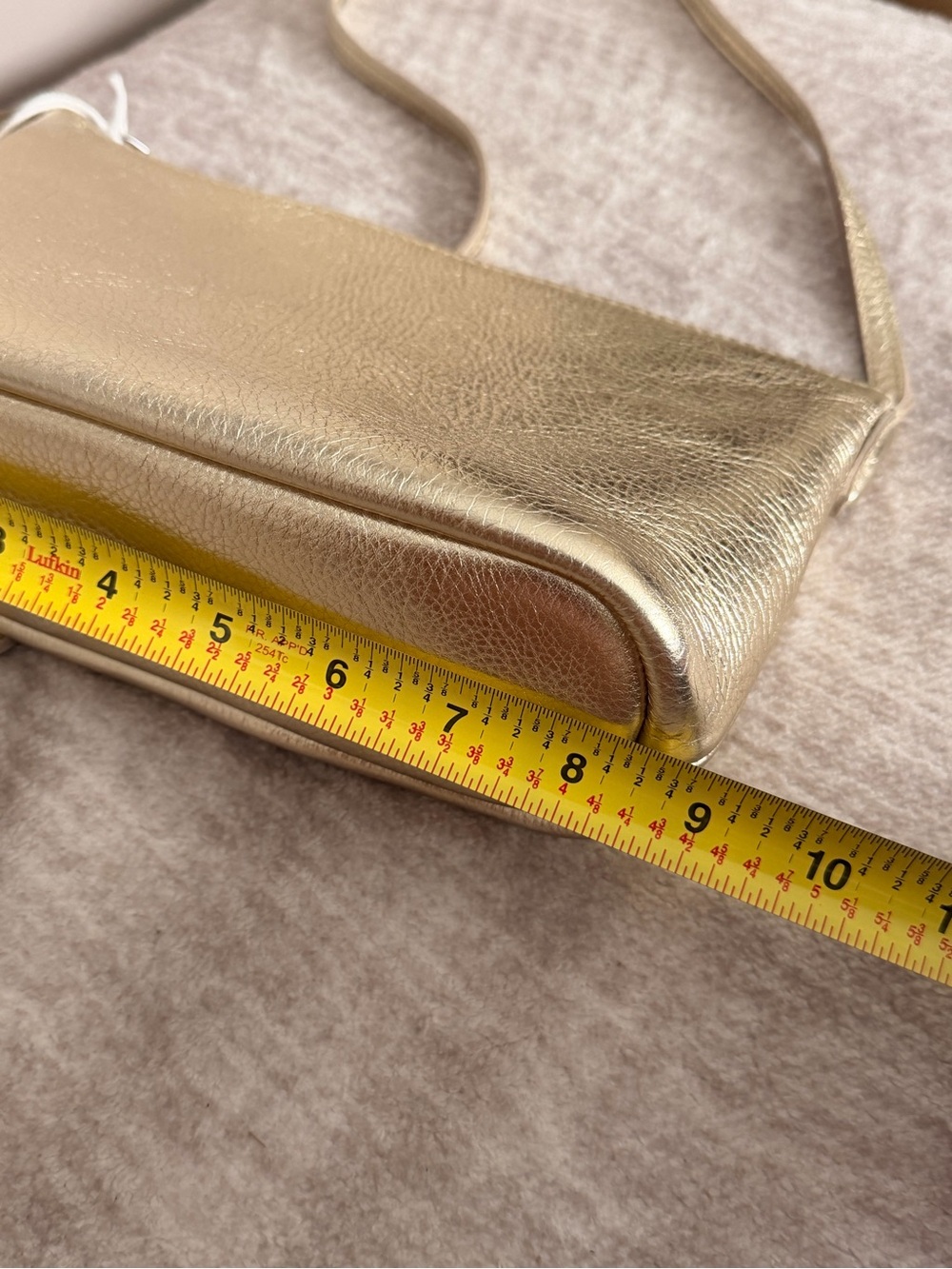 Madewell Bright Shiny Metallic Gold Pebbled Leather Crossbody Bag #303 - Picture 15 of 17